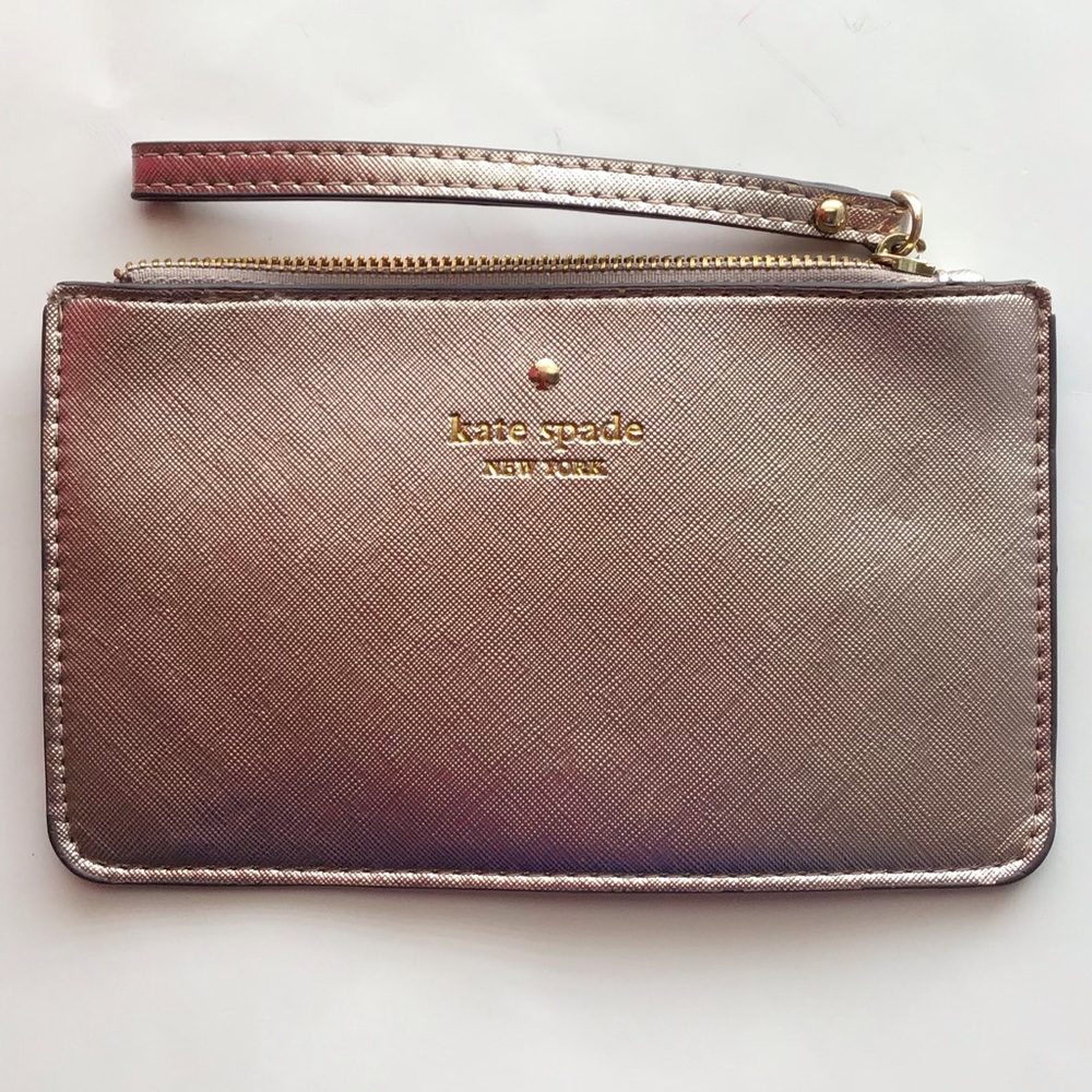 Metallic Rose Gold Kate Spade Wristlet